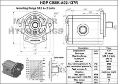 Hydraulic Gear Pump 3-17 GPM 5/8″ Keyed Shaft SAE A-2 Bolts CW Cast Iron Flange