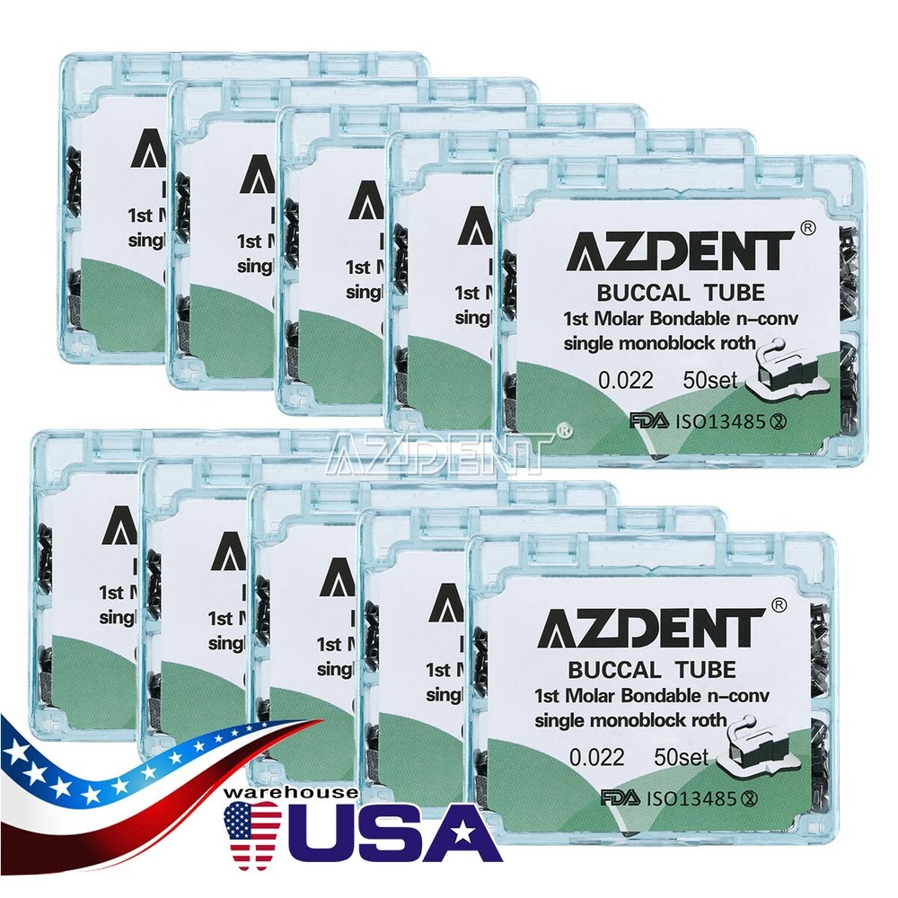 Dental Orthodontic Sgl Buccal Tubes 1st molar Roth 0.022 Monoblock 50Set/pack