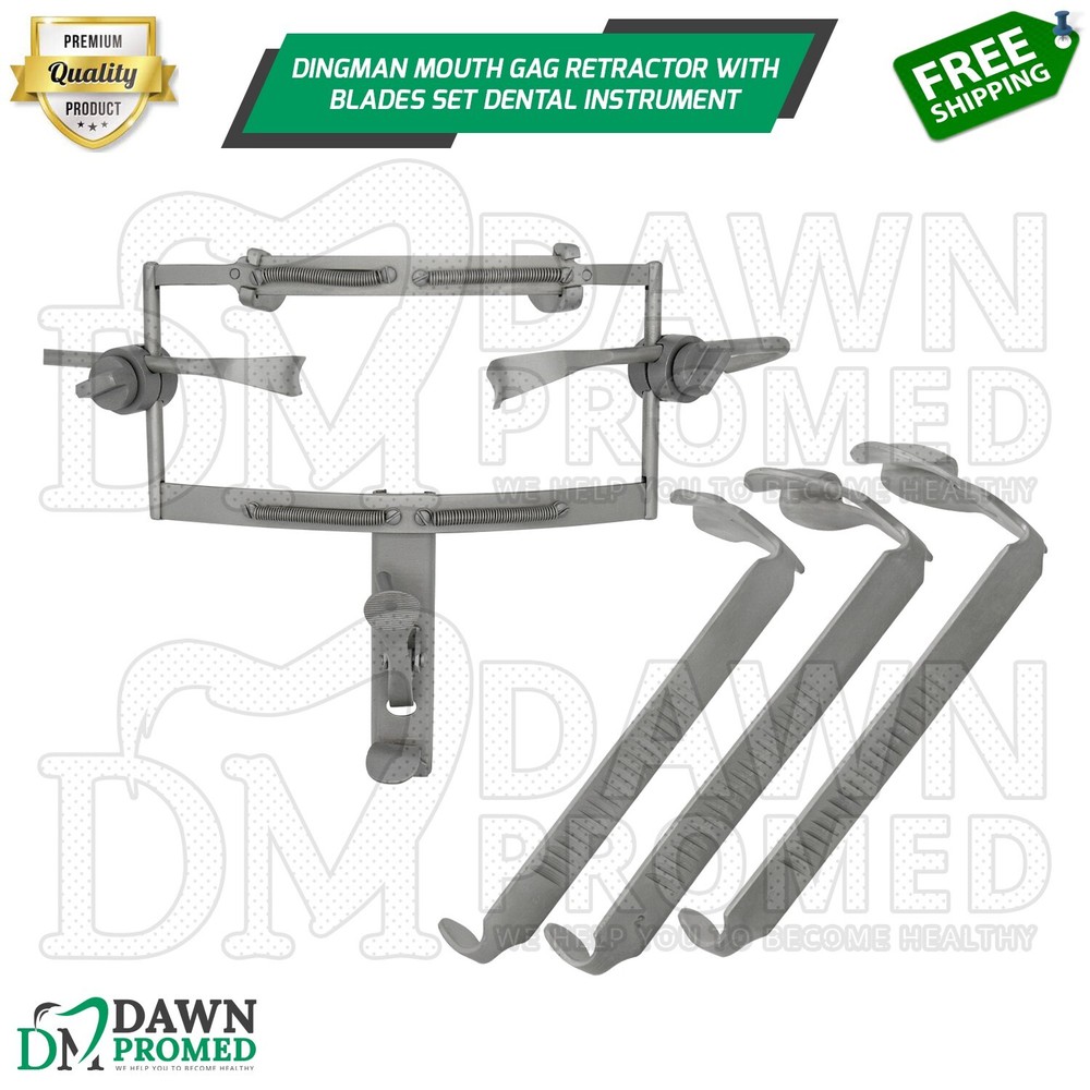 Dingman Mouth Gag Retractor With Blades Set Dental Instruments German Grade