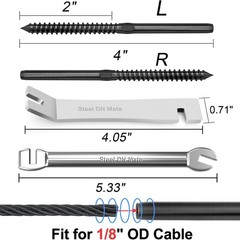 Black T316 Stainless Steel Left&Right Handed Thread Swage Lag Screws for Wood…