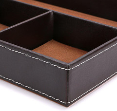 4 Slots Desk Drawer Organizer, PU Leather Drawer Storage Organizer Divider for O