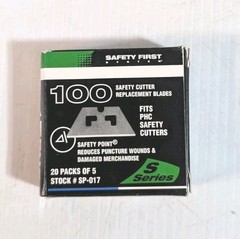 100 EACH / (3) BOX SP-017 Style Safety Replacement Blades for Box Cutter Knives