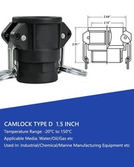 2 PCS Camlock Type D 1.5 Inch Female Coupler x Female NPT Thread Coupling Anti