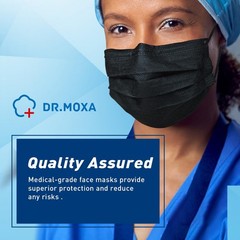 100 Pack Medical Grade Black Disposable Face Masks, ASTM Level 2, Protective …
