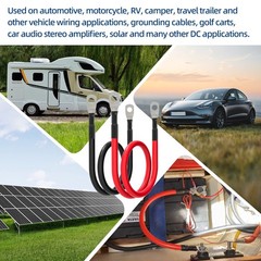 6 AWG Battery Cables 6 Gauge Battery Power Inverter Cable with 5/16 Inch Tinn…