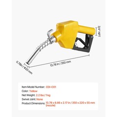 Uimoso 3/4in NPT Automatic Fuel Nozzle with 0.78in Spout, Auto Shut-Off Feature