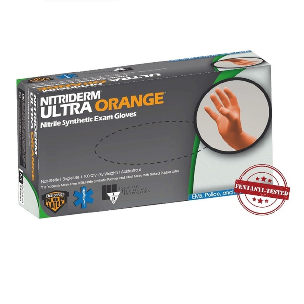 Innovative Healthcare 199100 NitriDerm Ultra Nitrile Gloves Small Orange 100/B
