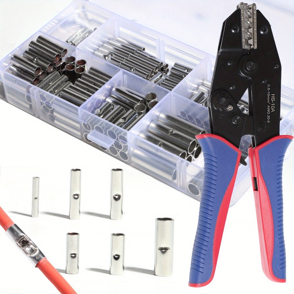 Non Insulated Butt Connectors Kit 240pcs Butt Connectors for Wiring Pure Copper