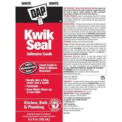 KWIK SEAL White Kitchen Bath Adhesive Caulk 5.5 oz Tub Sink Shower