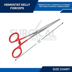 RED – 6 Pcs Kelly Hemostat Forceps 5.5″ Straight Surgical Dental German Grade