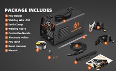 HZXVOGEN 3 in 1 MIG Welder 200Amp Flux MIG/Lift TIG/MMA Welding Machine