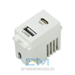 Type 128 USB Power Module Dual Port 2.1A 5V USB+Type-C Charging Socket Module