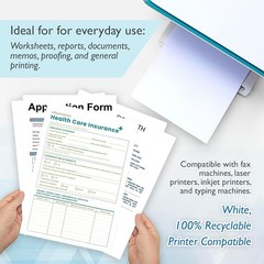 White Multipurpose Paper, 8.5 x 11 in, 50 Sheets | 20 lb 75 gsm, 100% recycle…