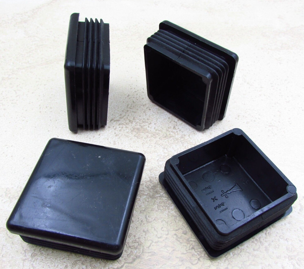 QTY 4 Black 1-3/4″ Inch, 14-20 Gauge Square Tube End Cap Plastic Insert Plugs