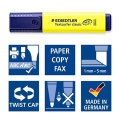 364 WP4 Textsurfer Classic Highlighter Assorted Colours 4 Pack Office