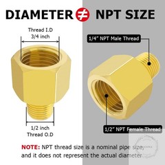 2PCS Brass Pipe Fitting 1/4″ NPT Male to 1/2″ NPT Female Thread Reducer Adapter