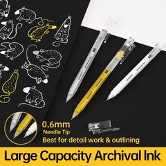 GETHPEN 0.6mm Fine Point White Gel Pens, 3-Pack for Artists 0.6mm,