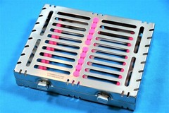 2 GERMAN DENTAL AUTOCLAVE STERILIZATION CASSETTE BOX TRAY FOR 10 INSTRUMENT-PINK