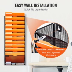File Wall Rack Mesh Wall File Holder 1-Piece 12 Pockets for Office/School