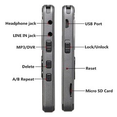 64GB Digital Voice Recorder with LCD Display & MP3 Playback
