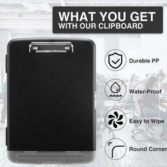 Sooez High Capacity Clipboard with Storage – 14.5″ x 10″ – Black