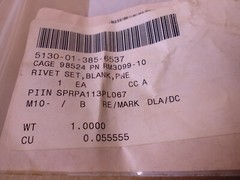 Monogram RM3099-10 Pneumatic Tool Blank Rivet , 5130-01-385-6537
