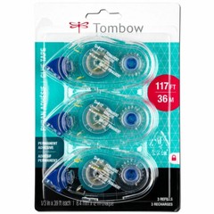 Tombow Mono Permanent Adhesive Refill 62207, 1/3″ x 39′, 3 Packs of 3 Refills