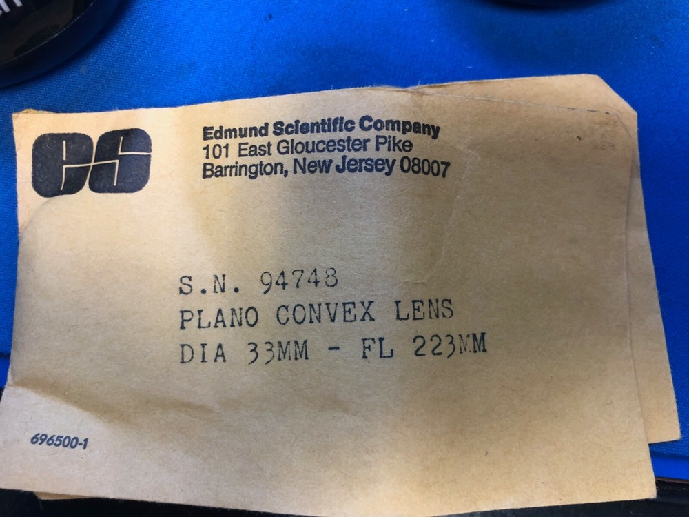 Edmund Scientific Plano Convex Lens 33mm Dia 223mm Fl