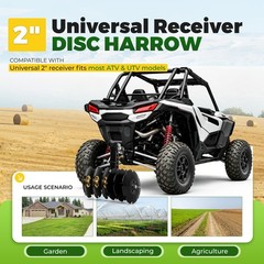 20” Rear Disc Harrow 6 pieces Disc Plow Adjustable Heavy Duty Durable Universal