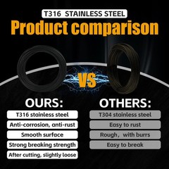 1000FT 1/8″ Stainless Steel Cable Black 7×7 Strands Aircraft Cable T316 Wire …