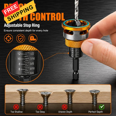 Countersink Drill Bit Set with Depth Stop 4PCS, HCS Four Blades 4 millimeters