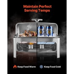 Uimoso 15Qt Roll Top Chafing Dish Set Full-Size Pan Stainless Steel w/ Clip