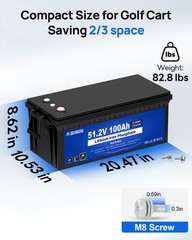 DCHOUSE 48V 100Ah Golf Cart Battery + 48V 18A Charger Trolling Motor RV