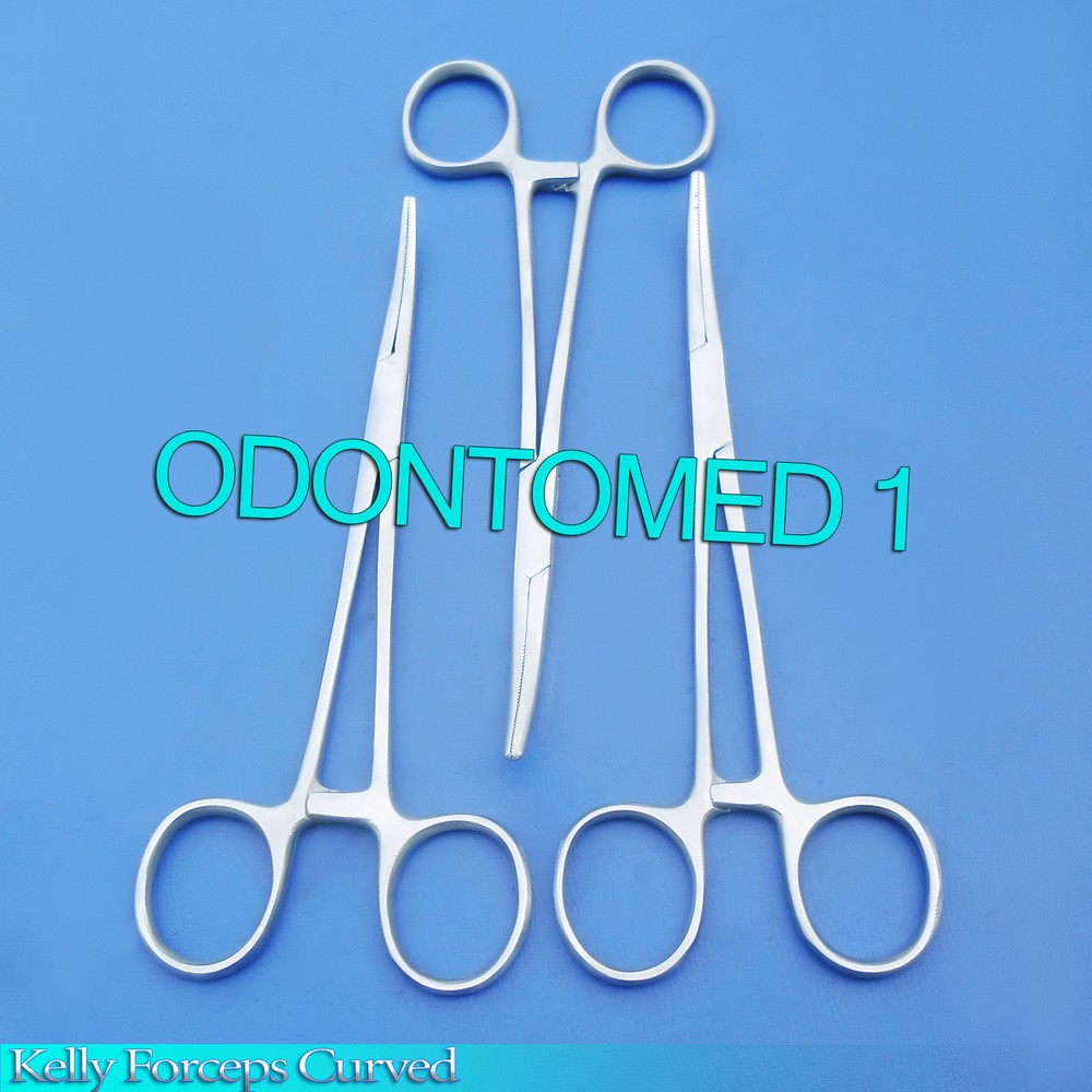 6 Kelly Hemostat Locking Forceps Curved Tip 6.5″