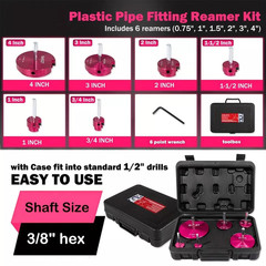 PVC ABS Pipe Reamer Kit 6Pcs -1″,1-1/2″, 2″, 3″, and 4″ Set for 1/2″ Drills Tool