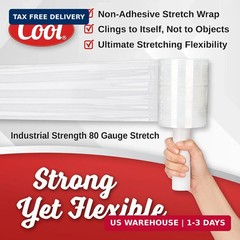 12 Pack Industrial Strength Mini Hand Stretch Wrap 5″ 1000 Ft Roll 80 Gauge Thic