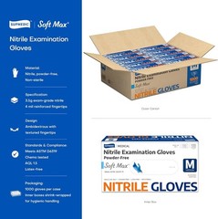 Medical Soft Max Nitrile Exam Gloves, 1000 Pcs Latex-Free Powder-Free Food Sa…