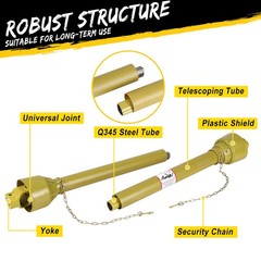 43″ – 61″ Telescopic PTO Shaft Brush Hog PTO Drive Shaft 1-3/8″ x 6 Spline Ends
