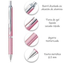 Pentel EnerGel Alloy Retractable Liquid Gel Pen Black 0.7mm Medium Tip