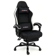 Fabric Gaming Chair with Footrest Lumbar Support Adjustable High Back Desk Chair