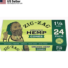 Zig-Zag Organic Hemp Rolling Paper Pre Rolled Cones 1 1/4 Size 24 Pack