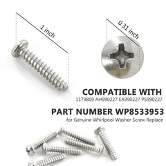 GYOFFULL 8533953 Washer Screw Compatible with Whirlpool Maytag silver