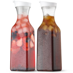 NETANY Plastic 50 Oz Water Carafe with Flip Top Lid, Set of 2 2 PACK, Clear