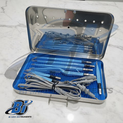 Bipolar Forceps Electro European 9 Pcs Set + Cable Reusable With Stainless Box