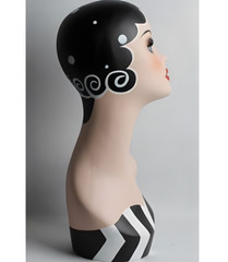 Fiberglass Vintage Costume Style Painted Adult Female Mannequin Head Display