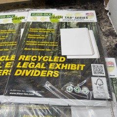 Kleer-Fax Green Tab Series Legal Exhibit Dividers Letter Size #81177 (9 Packs)