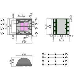 UV Purple LED bead 10W SMD 5050 High Power 4Chips 3.6V 365nm 370nm 395nm 400nm