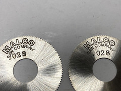 Lot of 2, Malco 0.028″ Slitting Saw Blades, 1-1/2″ Dia, 1/2″ Arbor Hole