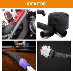 Black 2:1 Ratio Automotive Heat Shrink Braided Sleeving Tube Protect Cable/Wires