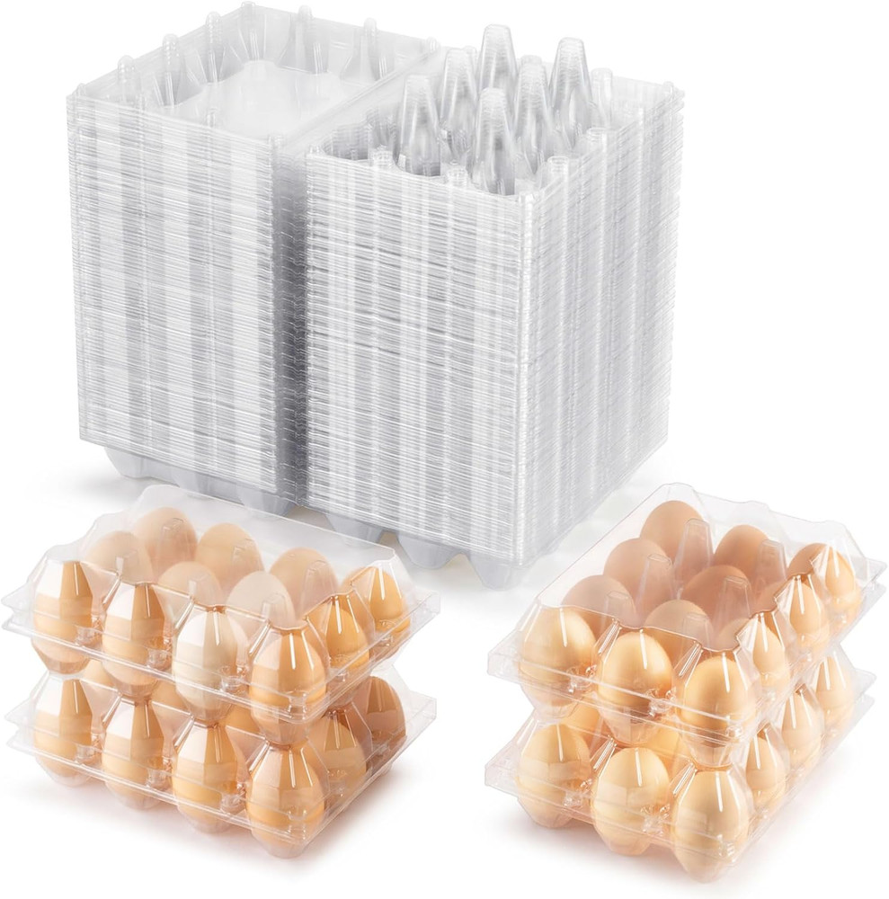100 Packs Egg Cartons Cheap Bulk,Plastic for 12 Eggs, Clear Egg Cartons 3 * 4 G